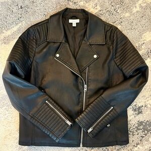 Topshop Black Faux Leather Moto Jacket